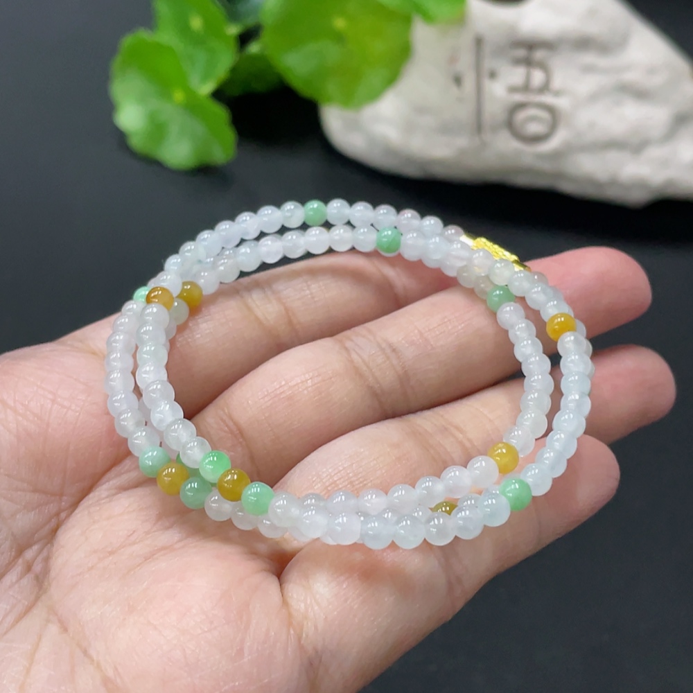 F35080799 Jadeite Beaded Necklace Approx. 3.8mm Non-Gold Clasp Total Weight About 13.6g