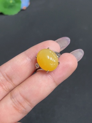 H34955312 Huanglong jade inlaid adjustable ring