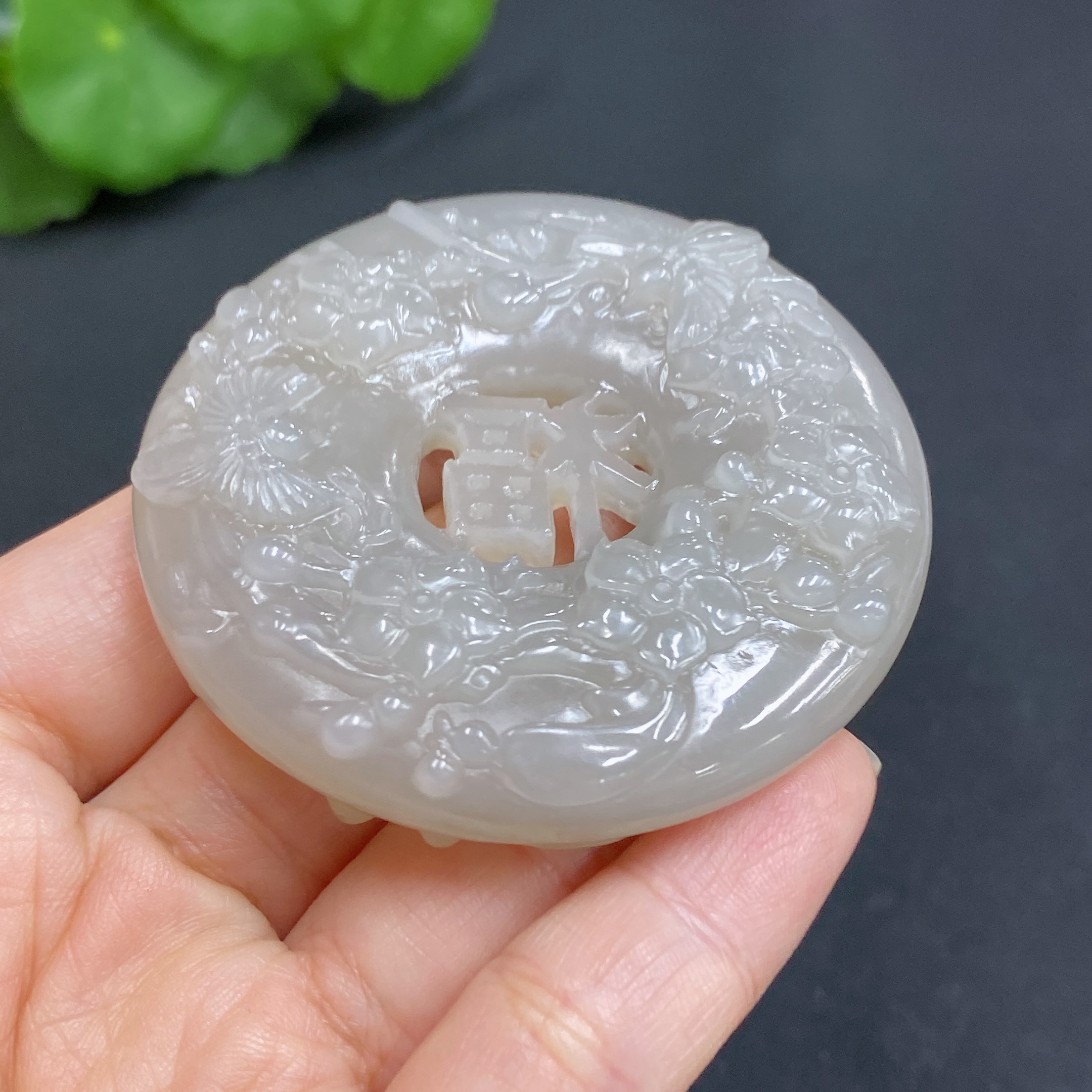 H29428822 Hetian Jade Pendant, Joy on the Brows, Total Weight Approx. 54.5g
