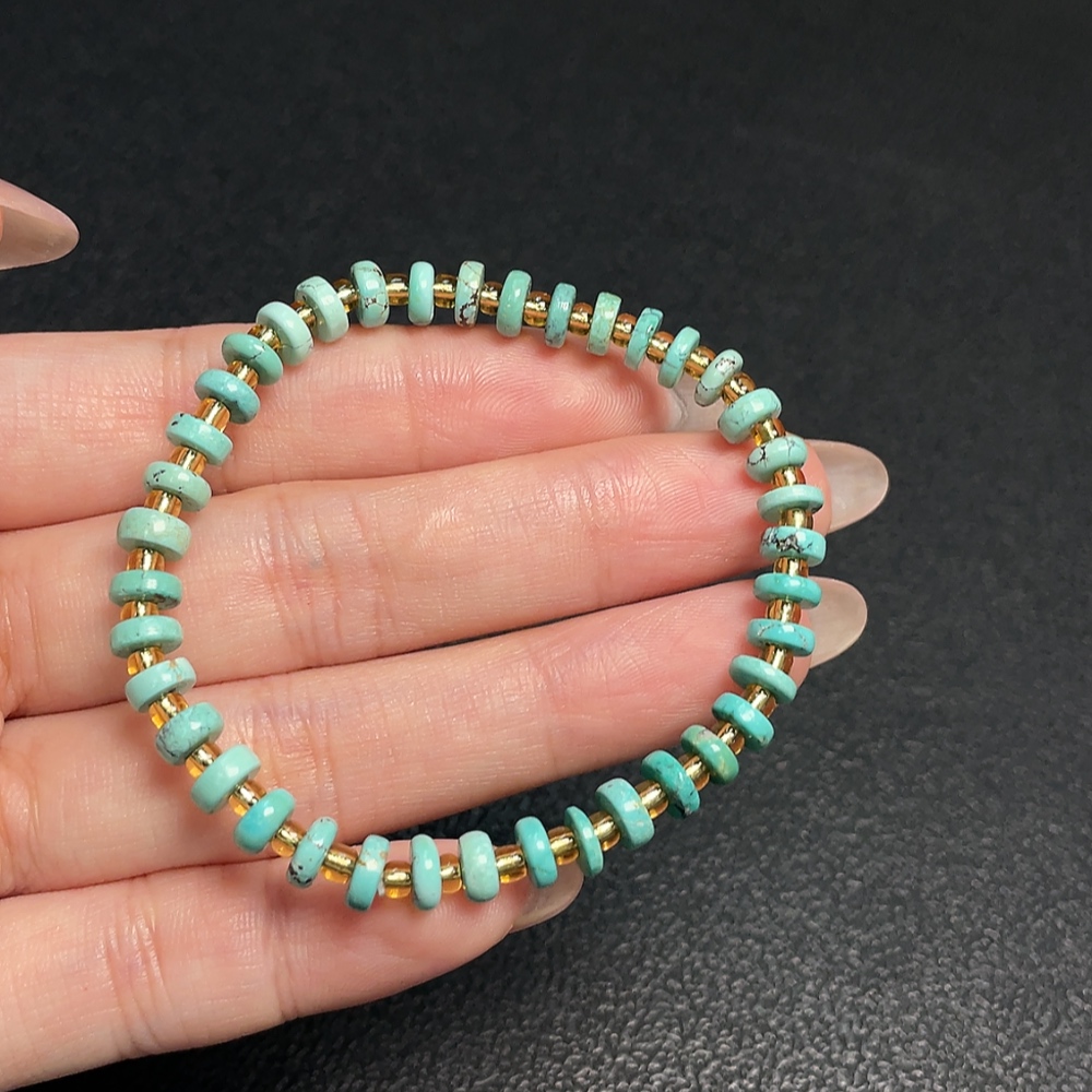 C34991309 Turquoise Bracelet with Other Mineral Components Non-Gold Total Weight Approx. 6.03g Size About 5.6mm (Including Minerals)