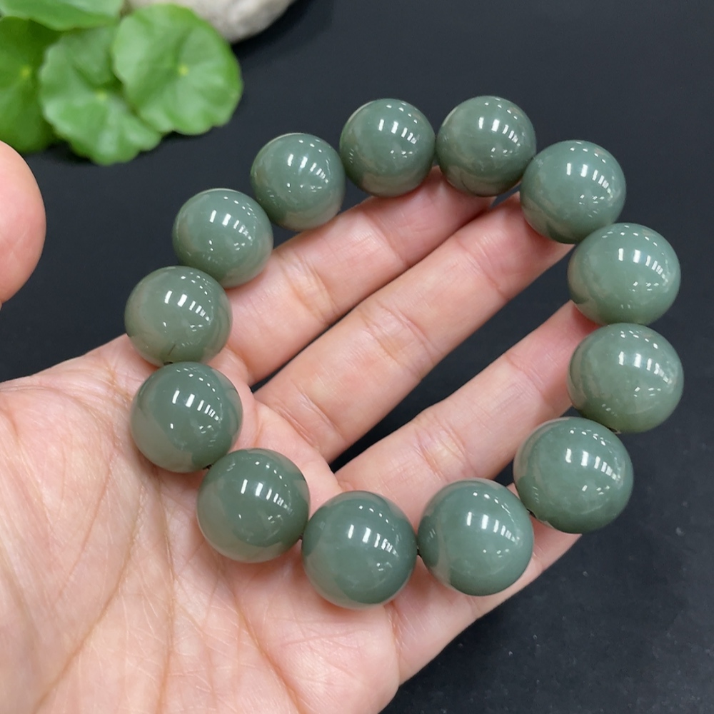 H34072203 Hetian Jade Bracelet, Approx. 16mm Beads, Total Weight About 83.8g