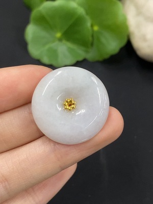 F37399147 翡翠平安扣挂件 非金镶 货品总重约6.9g