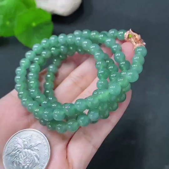 F29321727 Jadeite Beaded Necklace Approx. 6mm Total Weight Approx. 40.38g Non-Gold