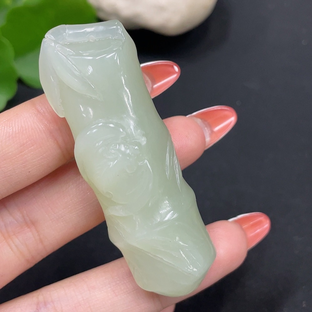 H34017325 Hetian Jade Pendant Bamboo Joint Total Weight About 30.6g