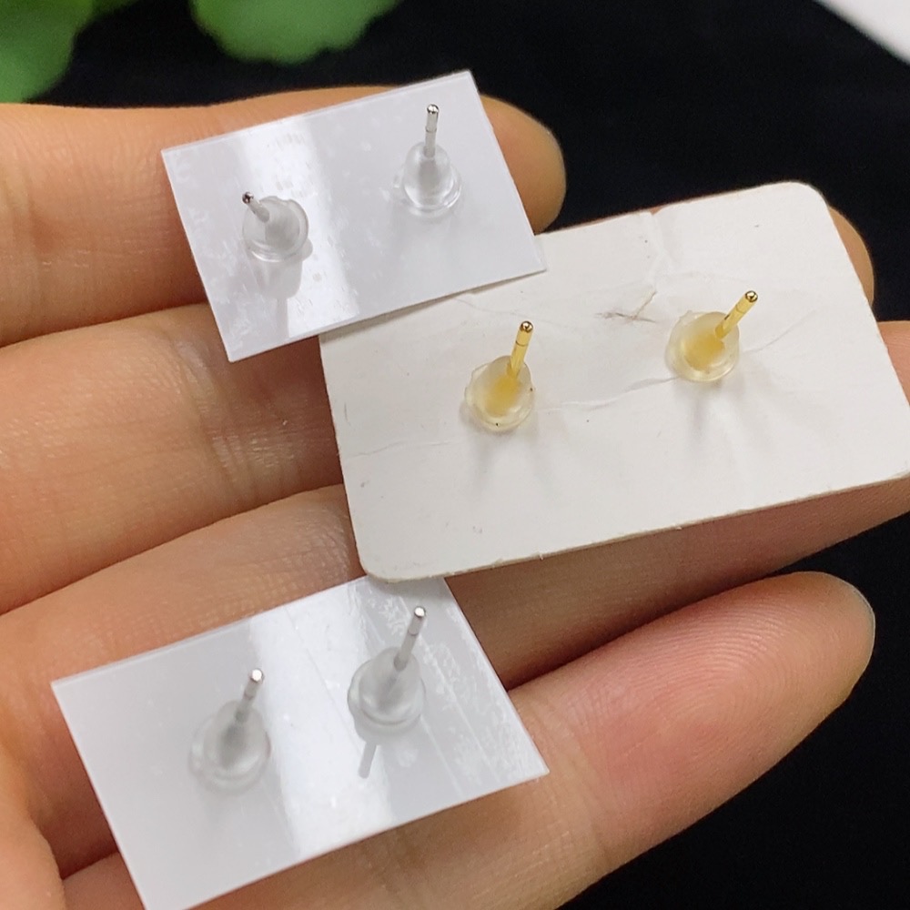 F34974870 Jadeite Inlaid Earrings Non-Gold