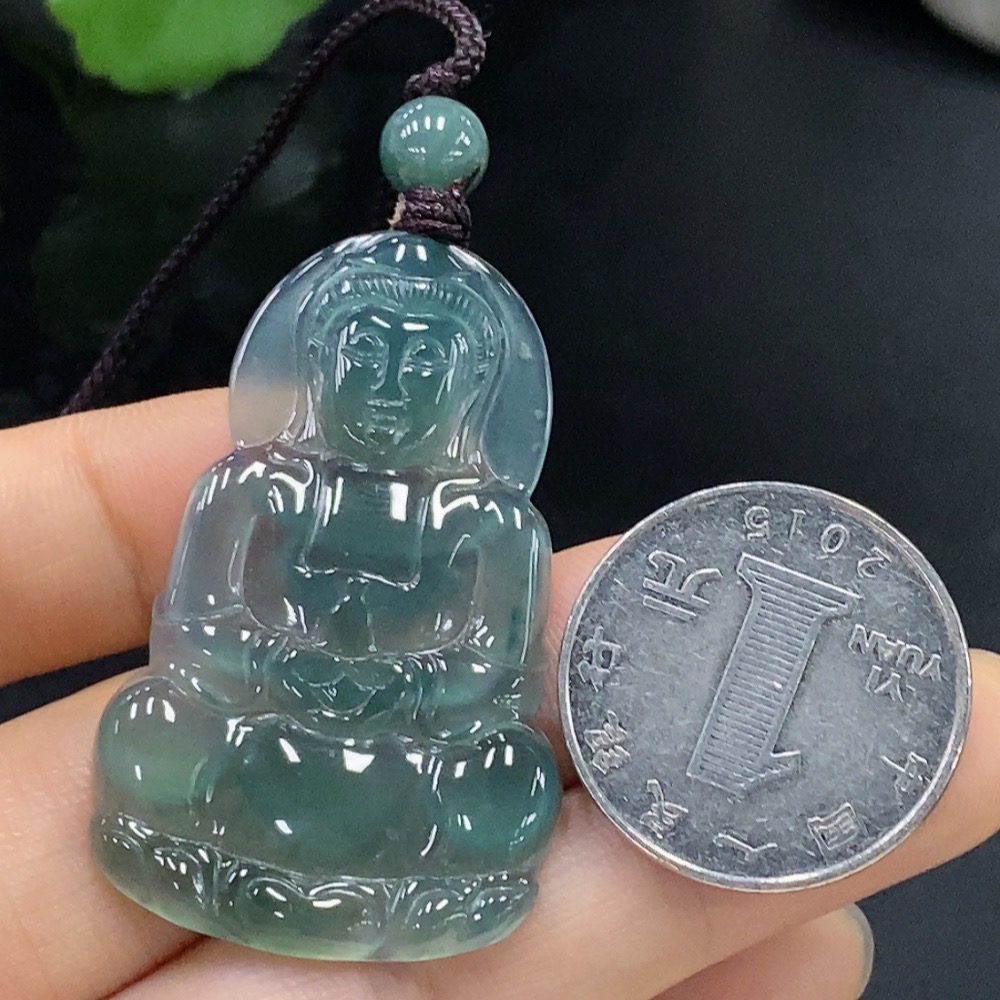 F29413954 Jadeite Guanyin Pendant Total Weight Approx.9.71g (Incl. String Weight)