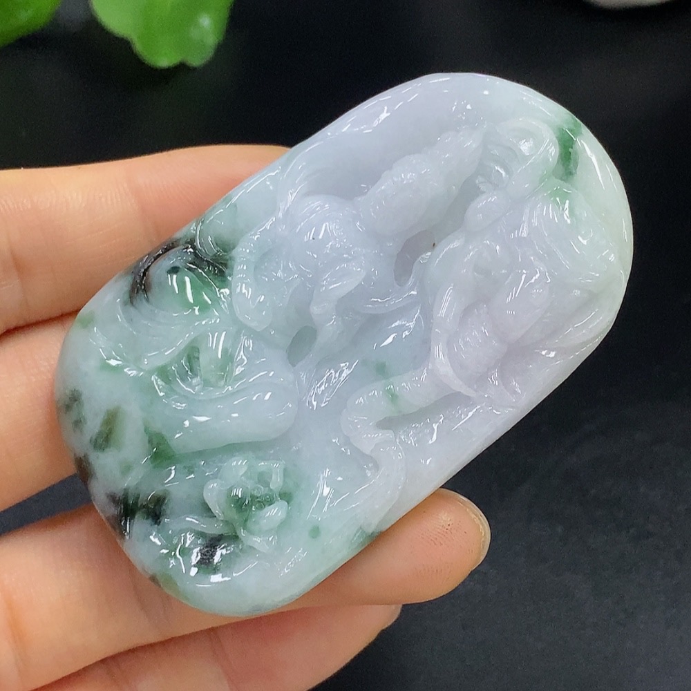 F26029359 Jadeite Samantabhadra Bodhisattva Pendant, Total Weight Approximately 63.98g