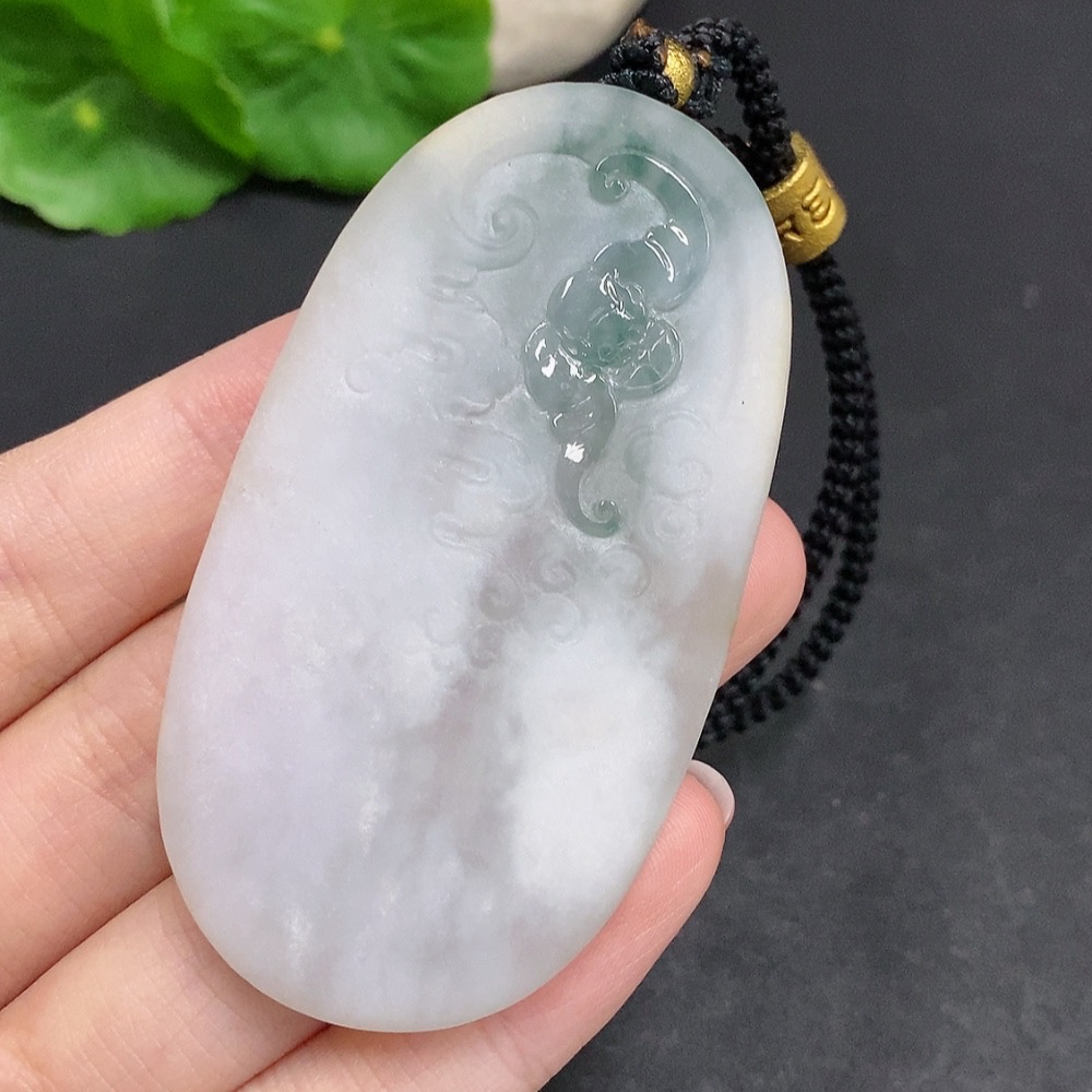 F34002994 Jadeite Dragon Soaring Across the Seas Pendant