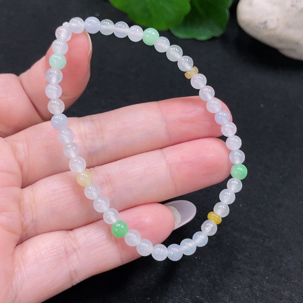 F32735632 Jadeite Bracelet Approx. 4.5mm Beads Total Weight 6.03g Color Origin Undetermined
