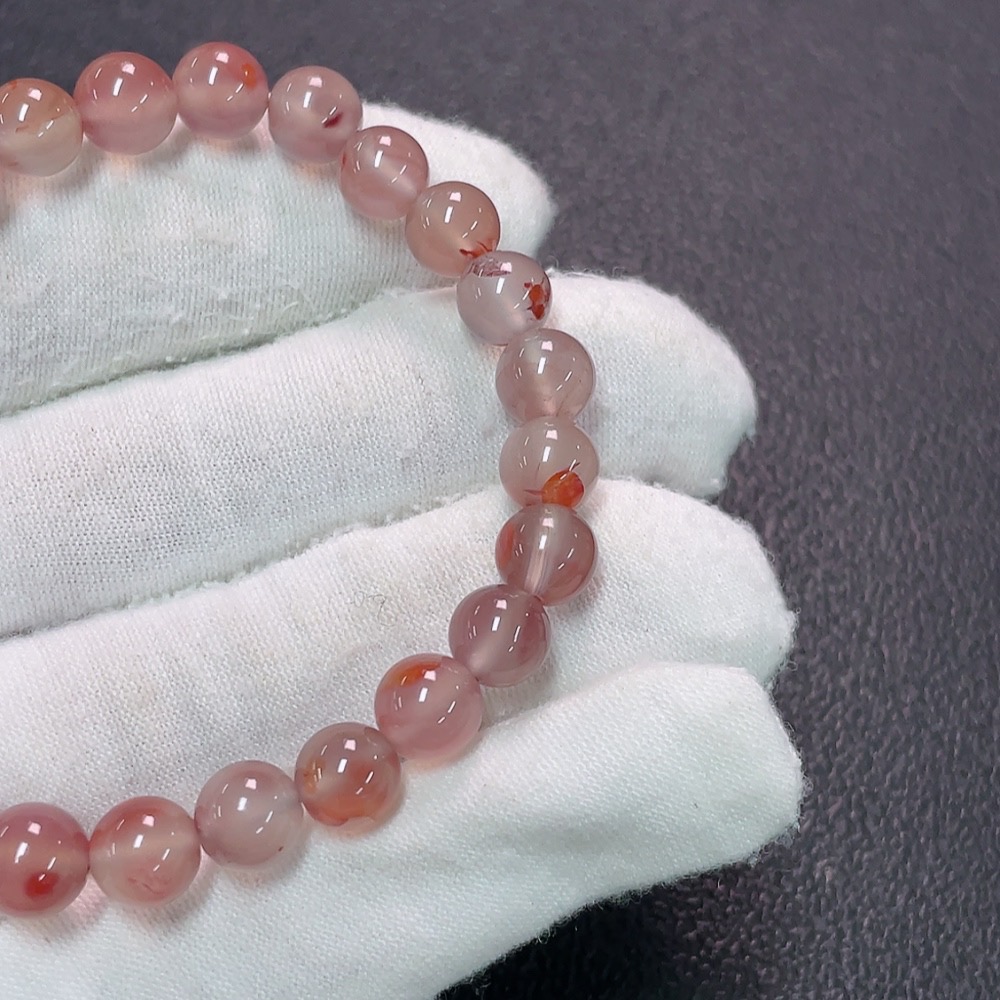 C34990867 South Red Agate Beaded Bracelet, Total Weight Approx. 15.12g, Bead Size About 7.6mm