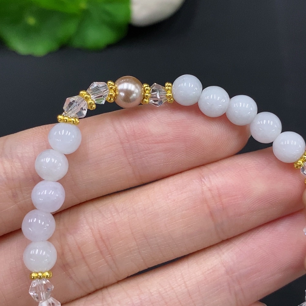 F29336414 Jadeite Bead Bracelet Non-Gold Inlaid Total Weight Approx. 8.4g Size About 5.7mm Non-Jadeite Beads