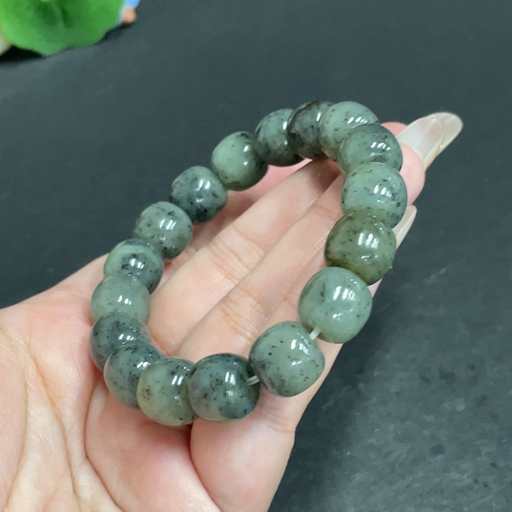 H29398609 Hetian Jade Bracelet, Approx. 11.6mm Beads, Total Weight About 49g