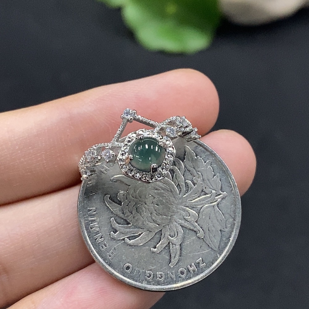 F34029432 Jadeite inlaid ring Total weight about 1.5g (non-gold inlaid) (adjustable)