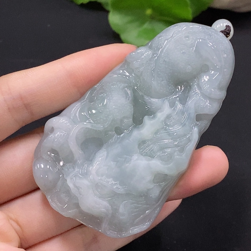 F34028035 Jadeite Dragon Pendant Total Weight Approx. 79.7g