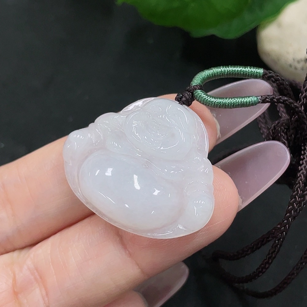 F35142650 Jadeite Buddha Pendant Total Weight Approx. 6.6g (including rope weight)