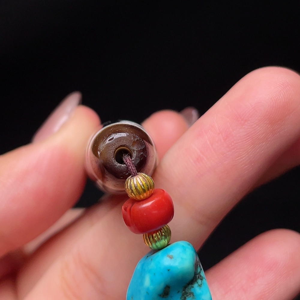 W33937465 Dzi bead pendant, total weight approximately 52.3g, size about 57.9mm