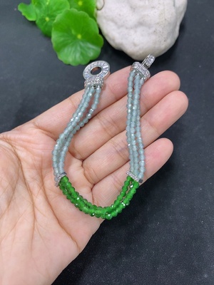 F44296178 翡翠镶嵌手链 非金 货品总约重9.26g