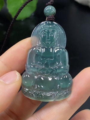 F29413954 Jadeite Guanyin Pendant Total Weight Approx.9.71g (Incl. String Weight)