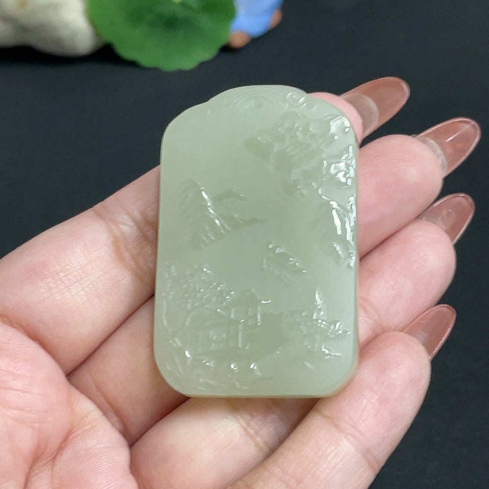 H35101301 Hetian Jade Pendant Guanyin Total Weight Approx. 37.2g