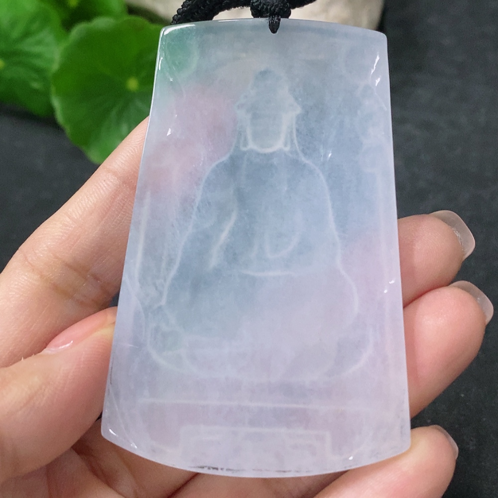 F34043491 Jadeite Pendant Guanyin Gross Weight with Rope 37.49g