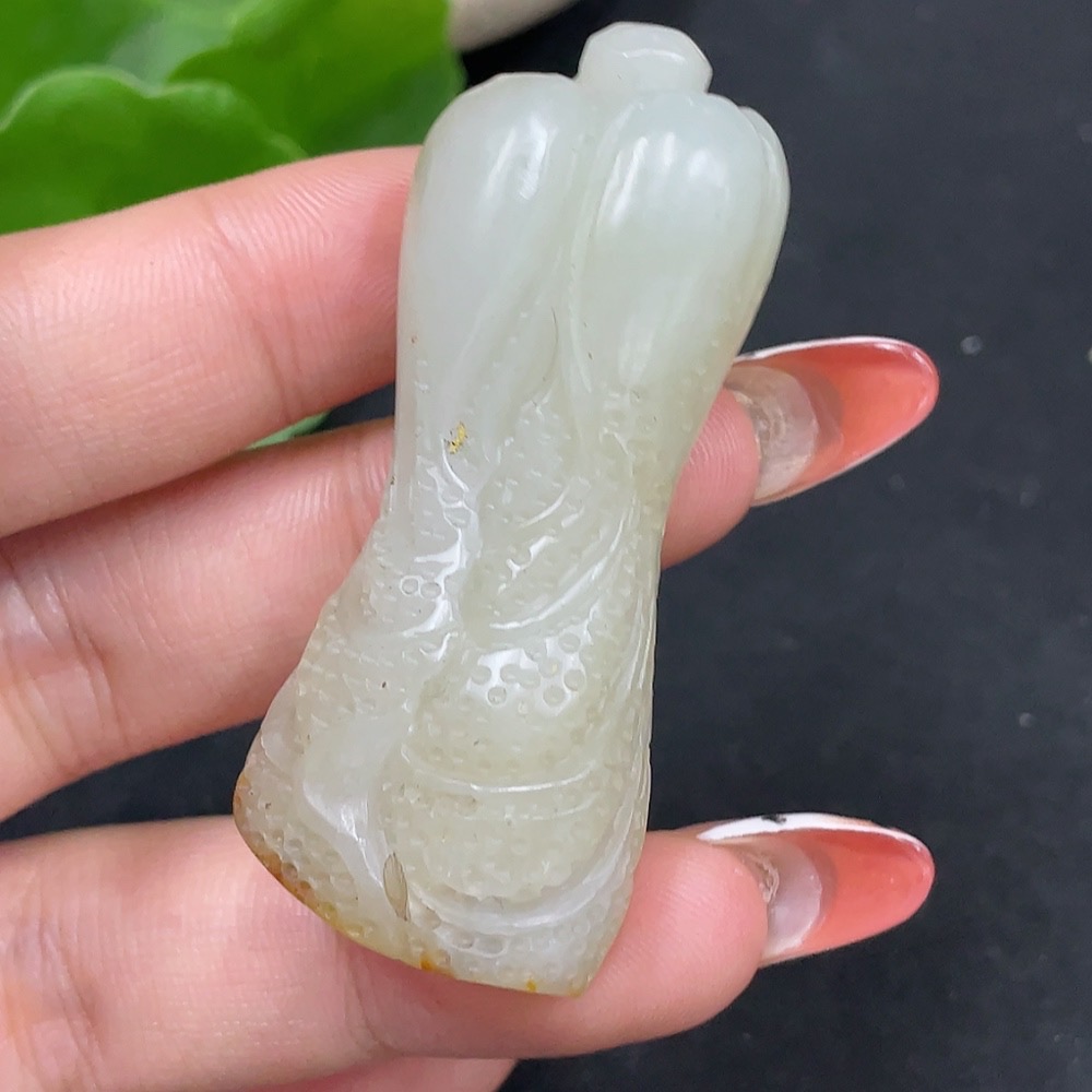 H34063482 Hetian Jade Pendant Chinese Cabbage Undetermined Skin Color Formation Total Weight Approximately 31.8g