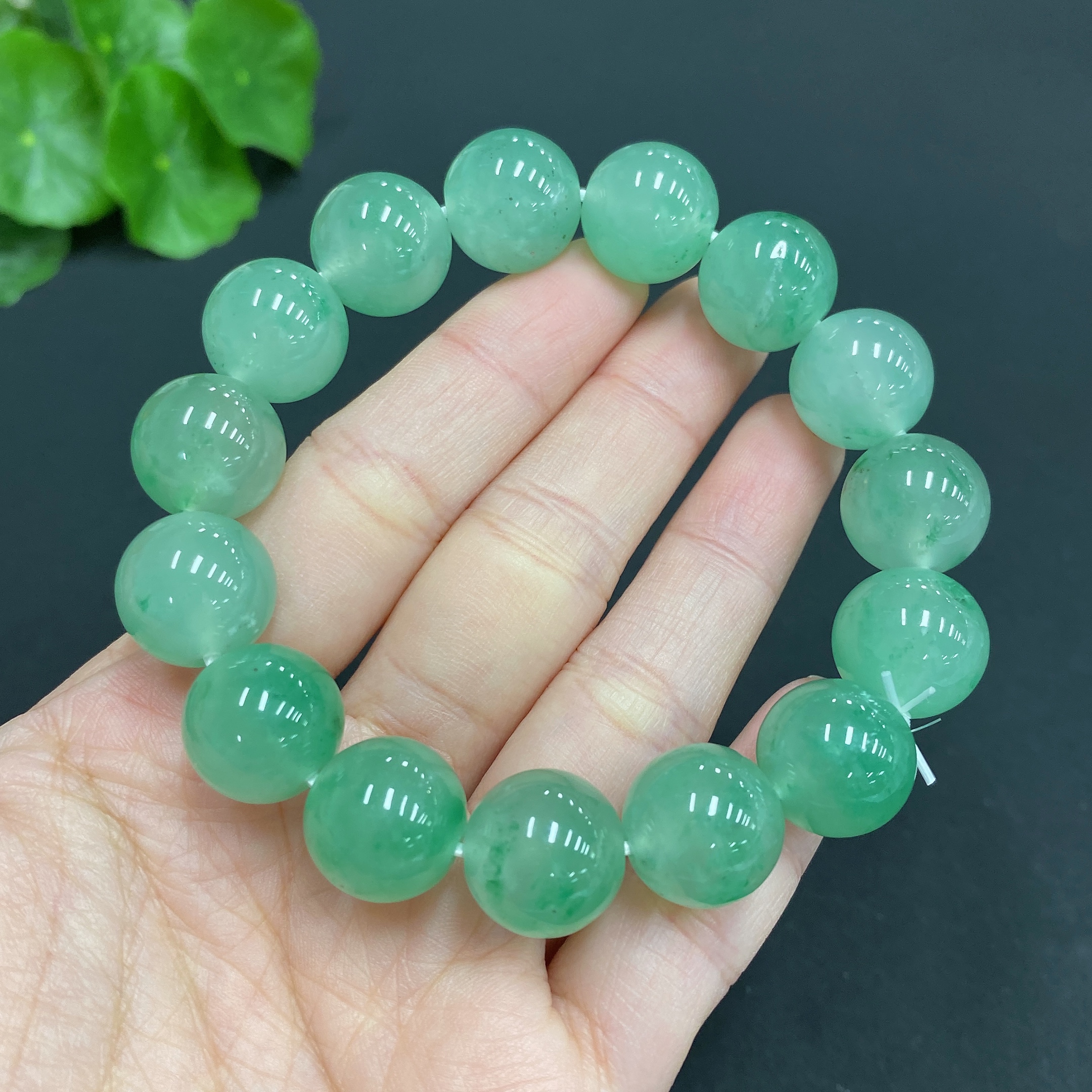 H23680837 Dulong Jade Bead Bracelet, approx. 13.4mm, total weight approx. 52g