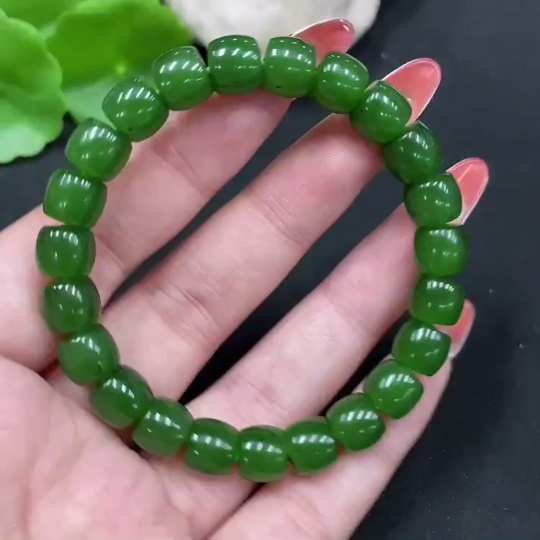 H35112427 Hetian Jade Bracelet, approx. 8.7mm beads, total weight approx. 26.9g