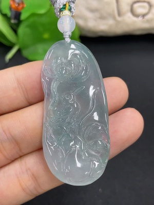 F46491823 翡翠花鸟牌挂件 非金 货品总重约15.07克（含绳重）