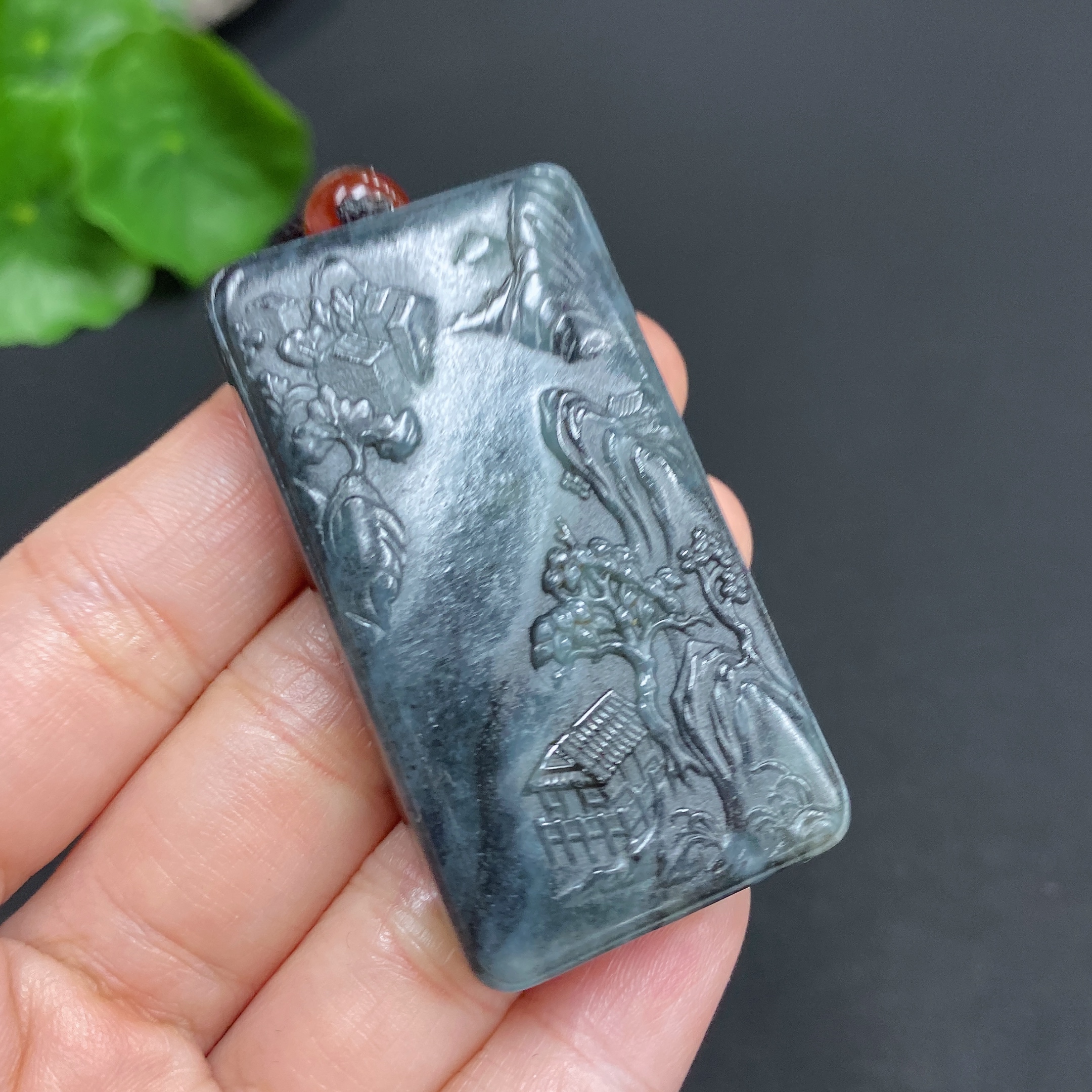 H23685914 Hetian Jade Pendant Landscape Plaque Total Weight Approx. (including rope) 35.6g