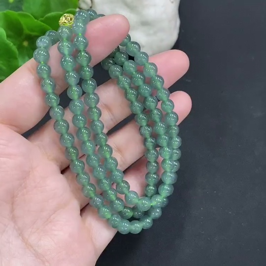 F35126234 Jadeite Bead Necklace Approx. 5.8mm Non-Gold Total Weight Approx. 39.1g