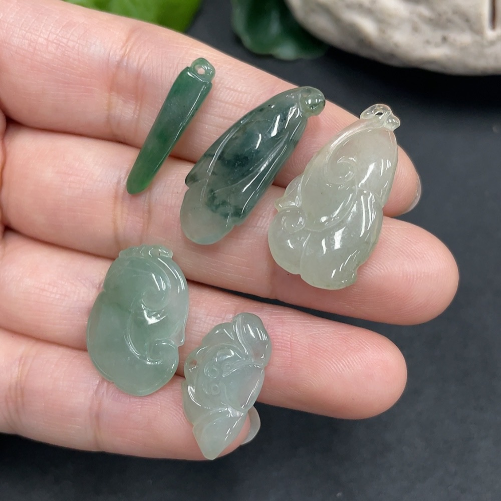 F15649653 Jadeite Inlaid Pieces (Sold as a Lot)