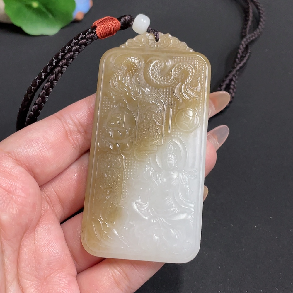 H32767795 Hetian Jade Pendant Guanyin Total Weight approx. [with rope] 91.7g