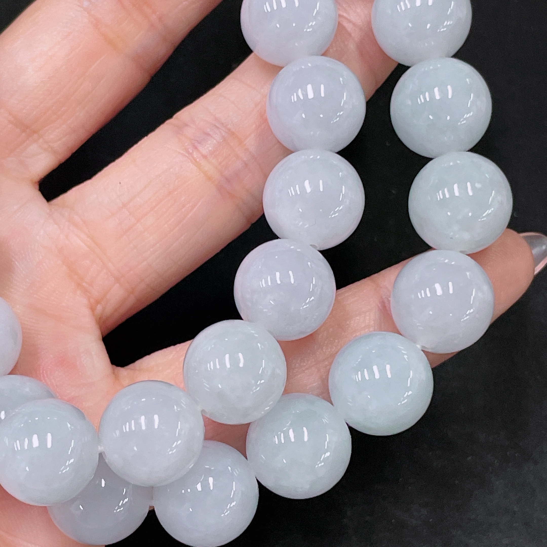 F34958297 Jadeite Bead Necklace Approx. 12.3mm Non-Gold Total Weight Approx. 135.9g