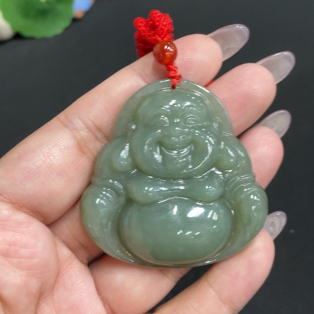 H34956543 Hetian Jade Pendant - Buddha Figure, Total Weight (including rope) Approx. 41.8g