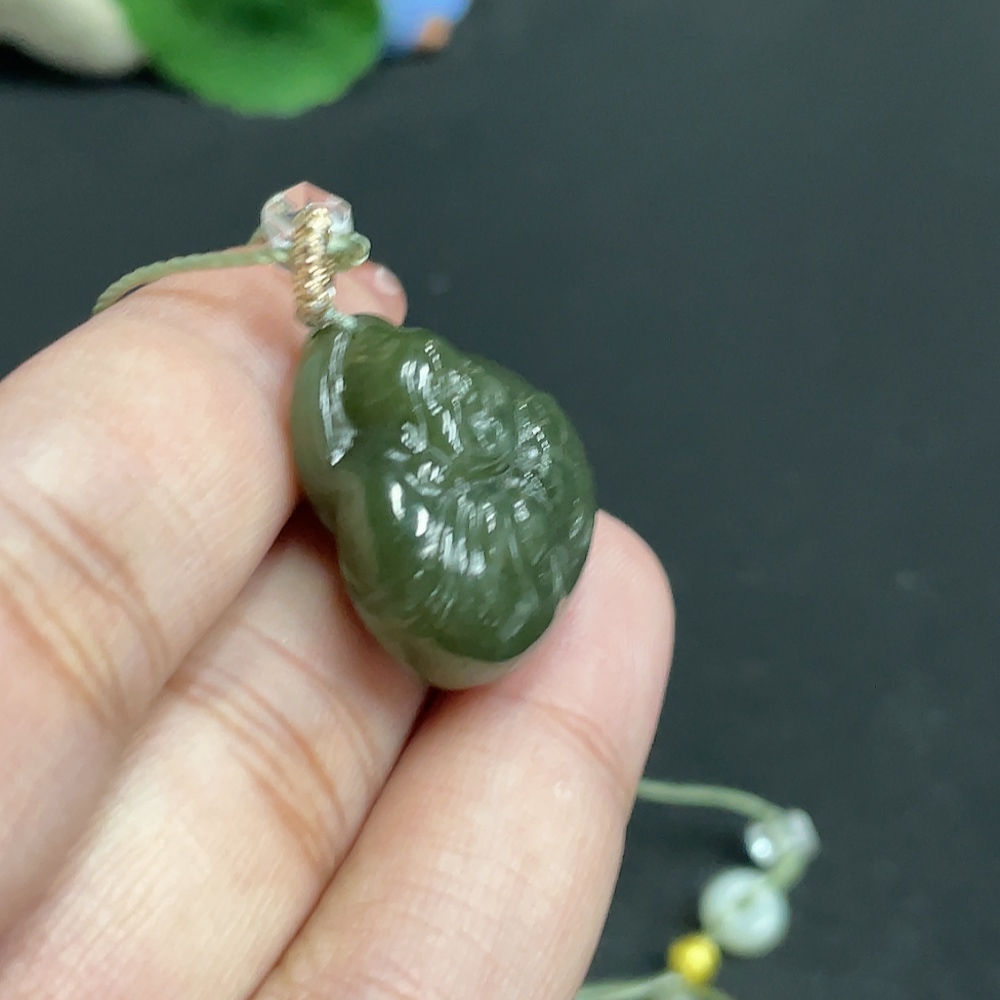 H34054040 Hetian Jade Pendant    Buddha    Total Weight [with rope] 11.6g