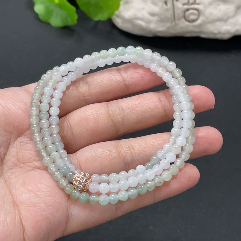 F34978056 Jadeite Beaded Necklace Approximately 4.3mm Bead Size Total Weight About 20.7g Non-Gold Accessory Beads