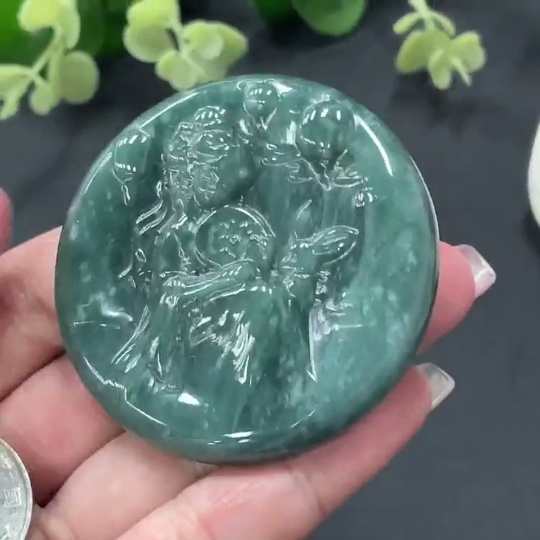 F13512793 Jadeite Lady Painting Pendant