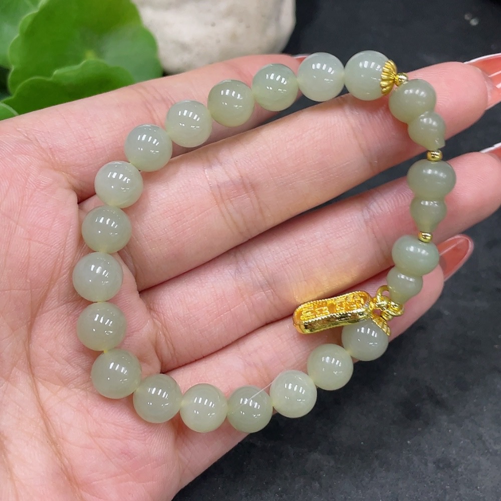 H34015933 Hetian Jade Bracelet, Approx. 7.8 mm, Total Weight Approx. 18.5g, Non-Gold