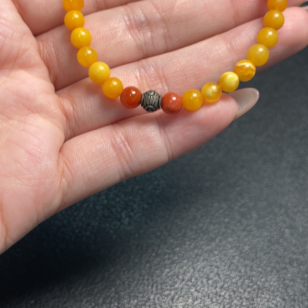 C34066345 Amber Beeswax Bracelet Total Weight Approximately 3.17g Size About 5.2mm Non-Natural Accent Stones Non-Gold