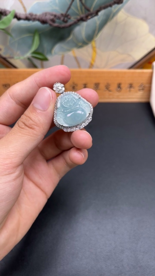 F34976240 Jadeite Buddha Pendant Setting without Gold Total Weight Approx. 7.3g