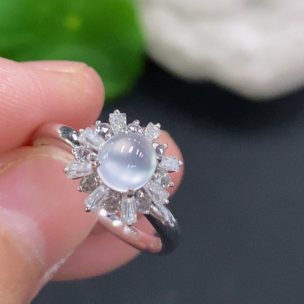 F33906130 Jadeite cabochon inlaid ring (37% gold content) size 13 total weight approx. 2.3g (non-diamond)