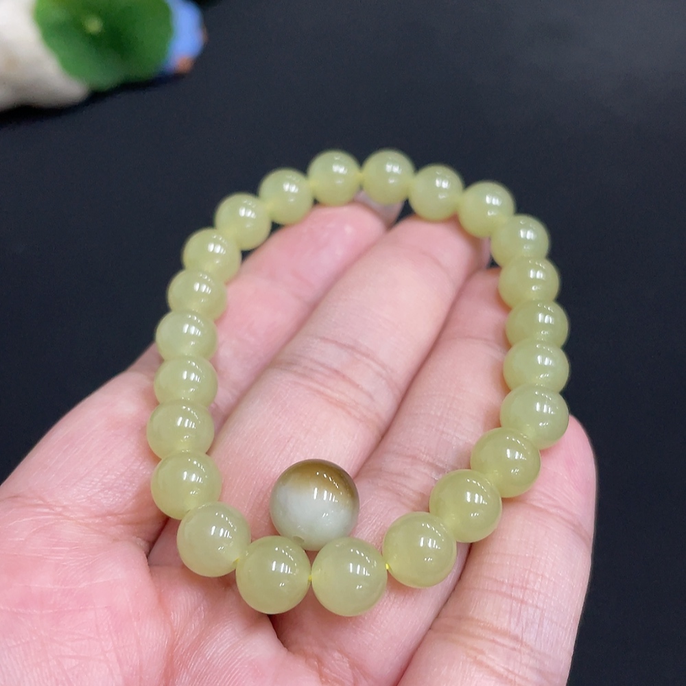 H31677168 Hetian Jade Bracelet Loose Beads Approx. 7.8 mm Total Weight About 19.3g