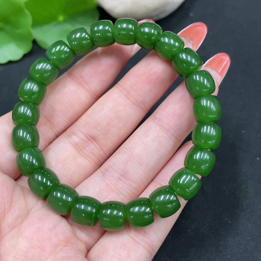 H35112427 Hetian Jade Bracelet, approx. 8.7mm beads, total weight approx. 26.9g