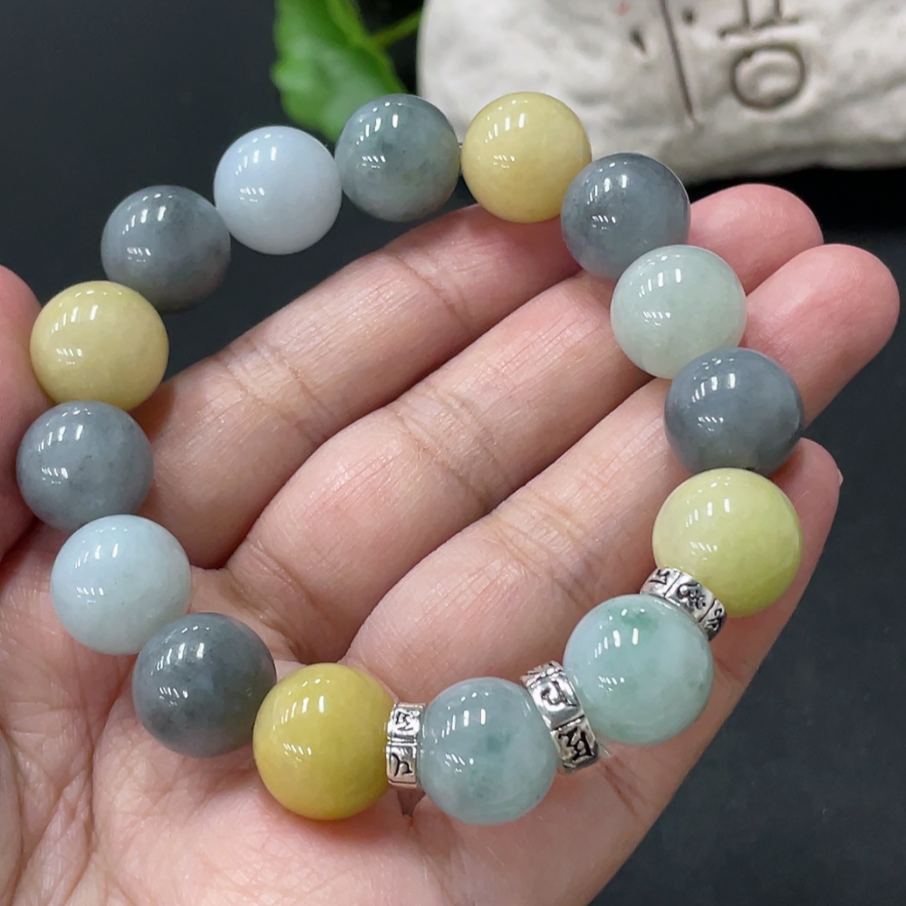 F35107953 Jadeite Bracelet Approx. 12.8mm Beads Total Weight 59.4g Non-gold Accessories
