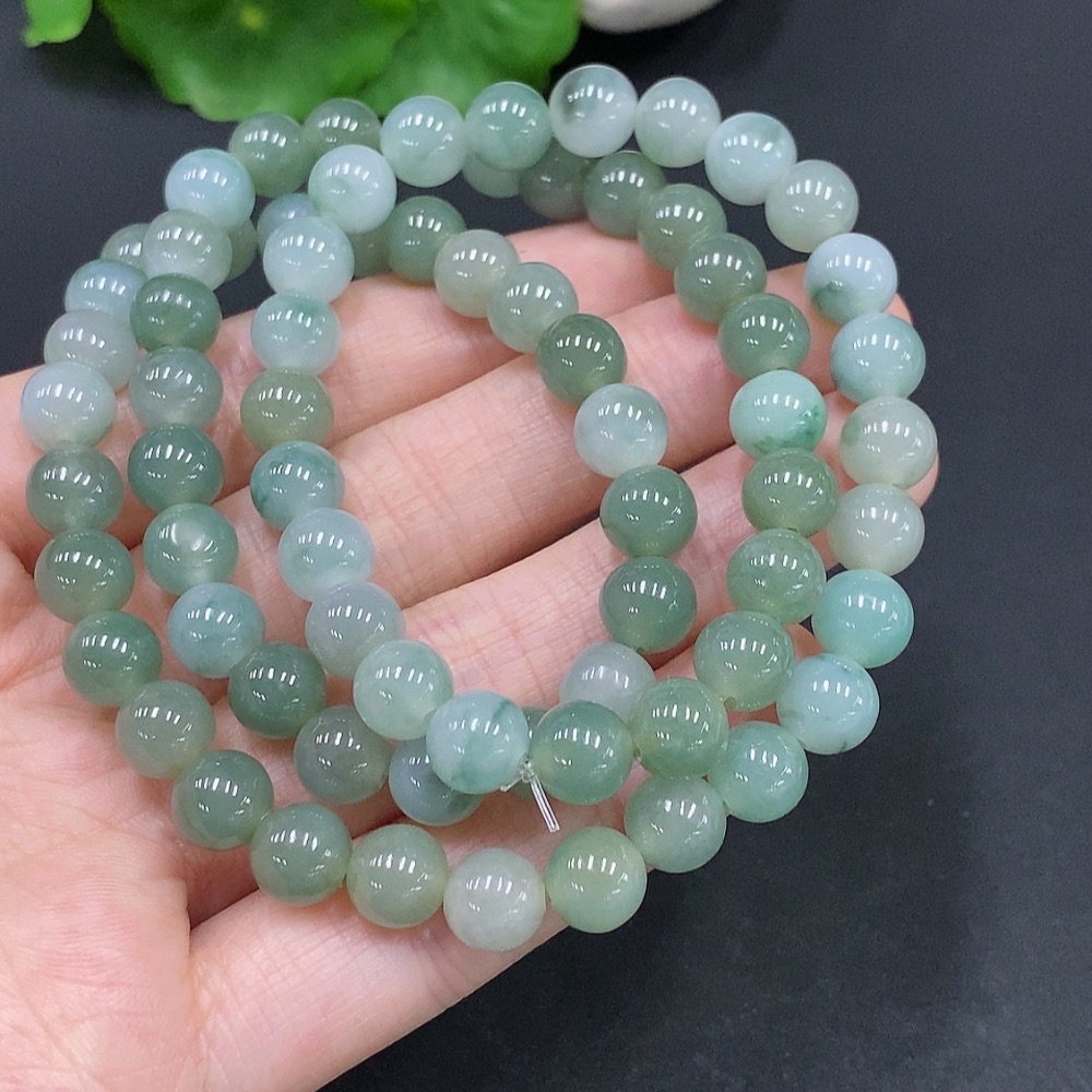 F29364742 Jadeite Bead Necklace Total Weight Approx. 59.7g Size 7.9mm