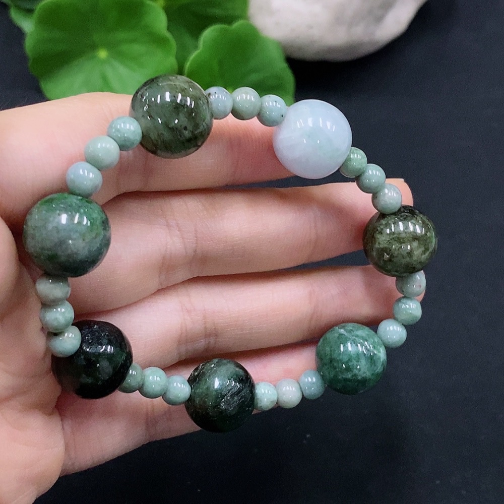 F29346882 Jadeite Bracelet Size 13/5mm Approx. Total Weight About 30.49g with Other Mineral Components