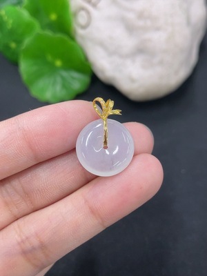 F46550175 翡翠挂件平安扣 18k 配镶钻石 货品总约重2.16g