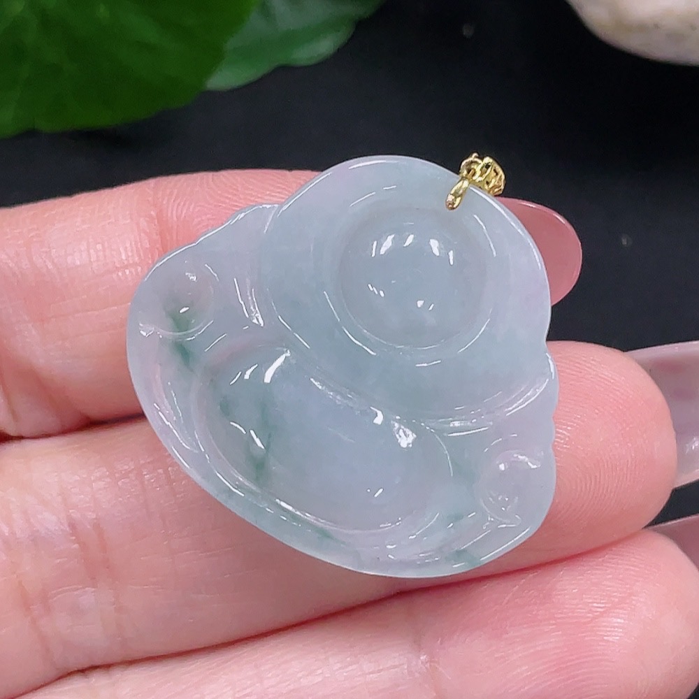 F34013869 Jadeite Buddha Pendant 18K Gold Total Weight Approx. 6.79g