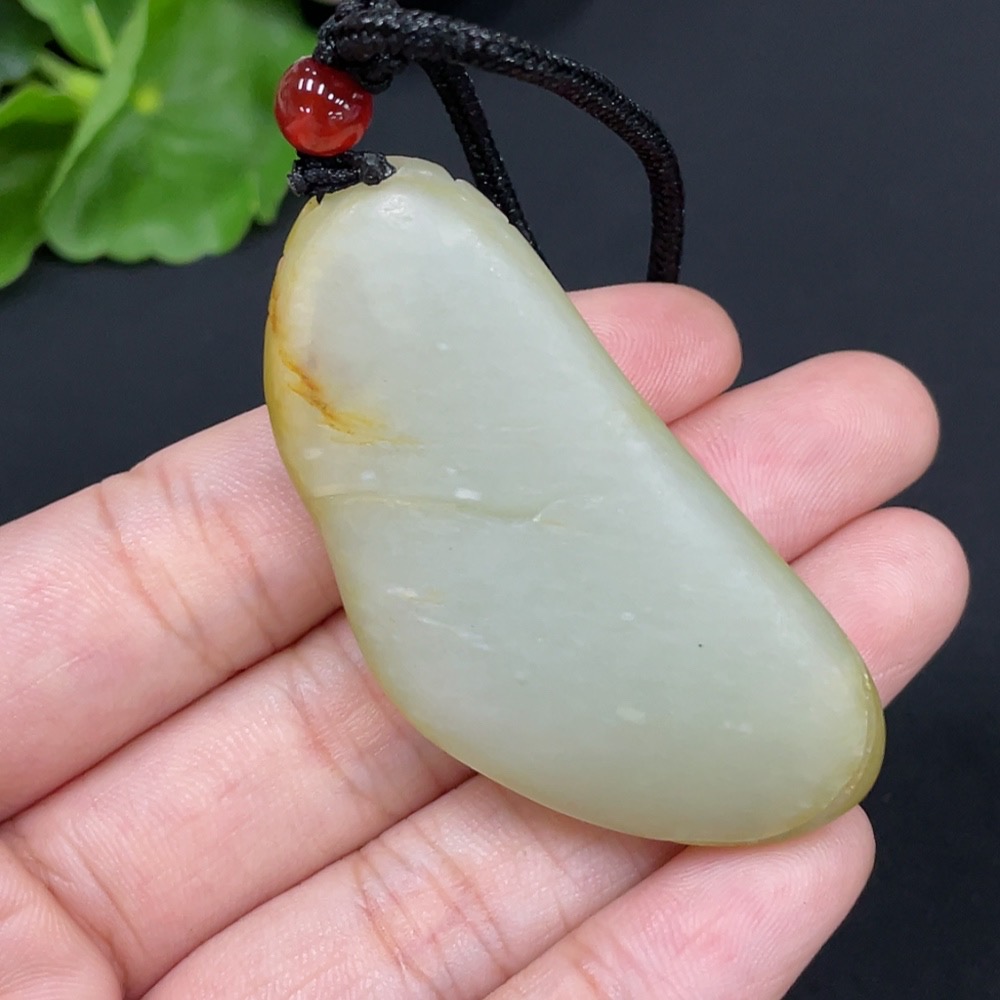 H29412554 Hetian Jade Seed Material Pendant - God of Wealth, Undetermined Skin Color Cause, Total Weight (including rope) approx. 33.1g