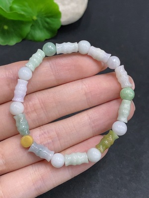 F34060041 Jadeite Bracelet Total Weight Approx. 10.8g Yellow Beads Color Origin Undetermined